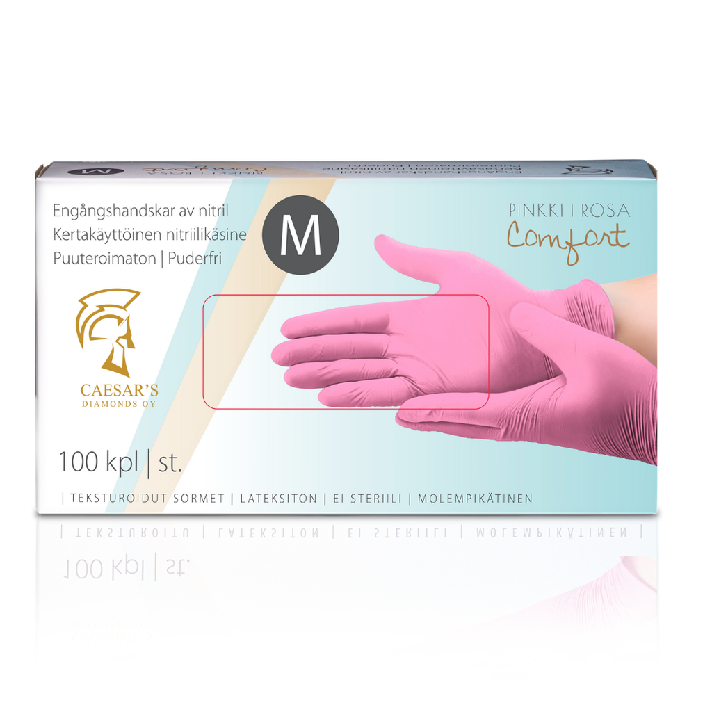 Nitriilikäsine Comfort 100 kpl, Koko M ,Pinkki-Comfort-Kauneustori