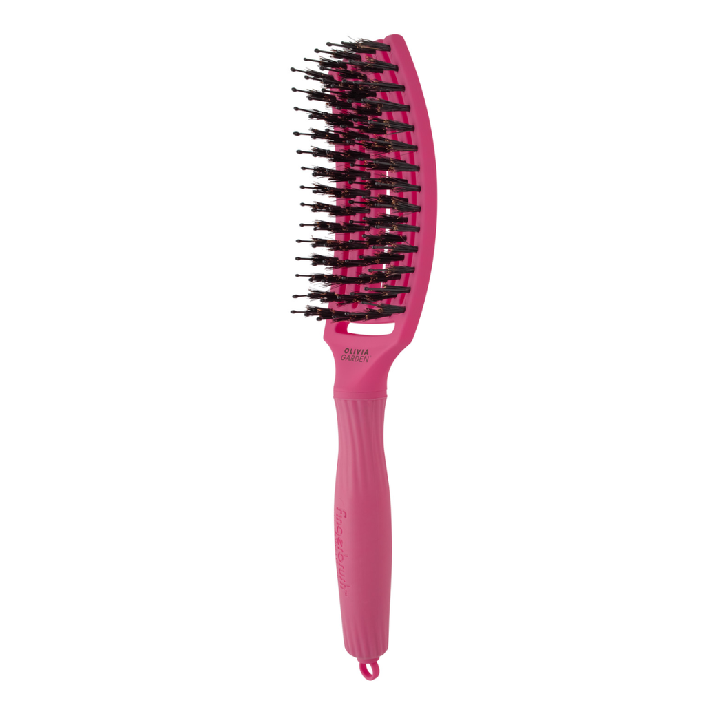 Olivia Garden Fingerbrush Care Iconic Boar & Nylon, Hot Pink Medium-Olivia Garden-Kauneustori