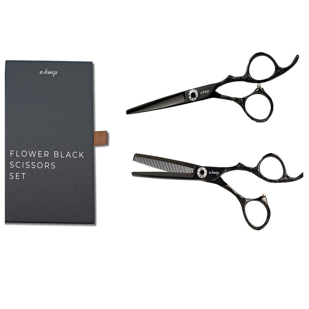 E-Kwip Black Flower Set 5,5'' - Sakset - E-Kwip - Nicca.fi