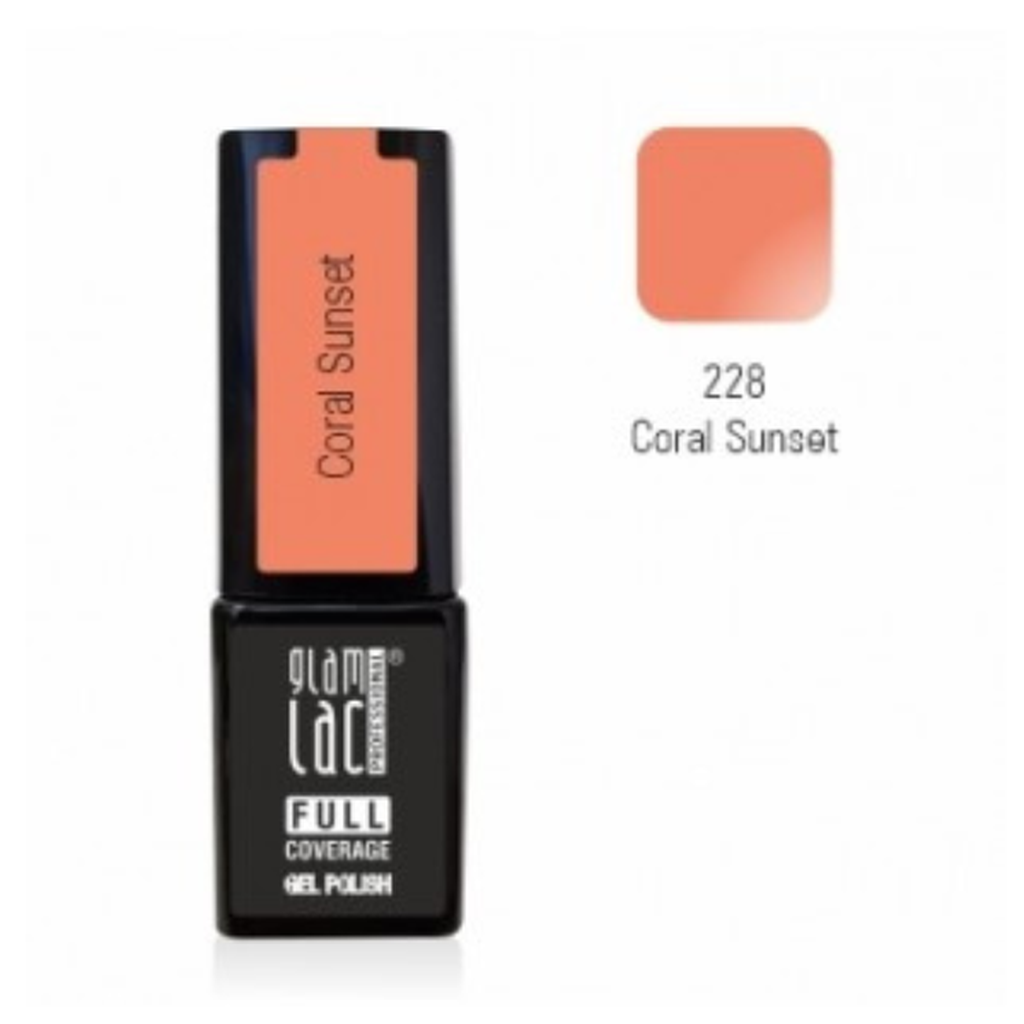 GlamLac Full Coverage Gel Polish 228 Coral Sunset-Glamlac LLC-Kauneustori