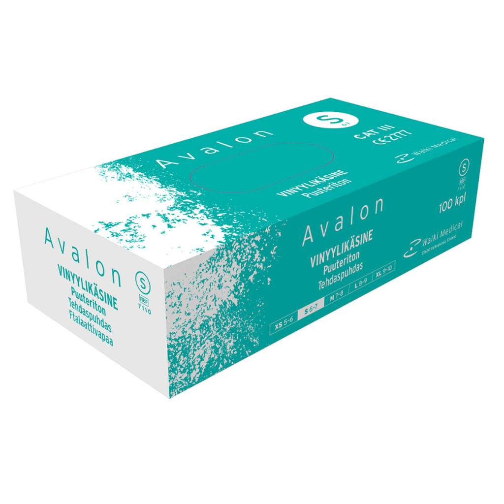 Vinyylikäsine Avalon 100 kpl koko S/7-Avalon-Kauneustori