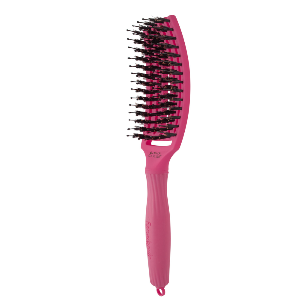 Olivia Garden Fingerbrush Care Iconic Boar & Nylon - Hot Pink Medium-Olivia Garden-Kauneustori