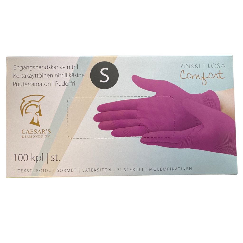 Nitriilikäsine Comfort Pinkki,100 kpl, Koko S-Comfort-Kauneustori